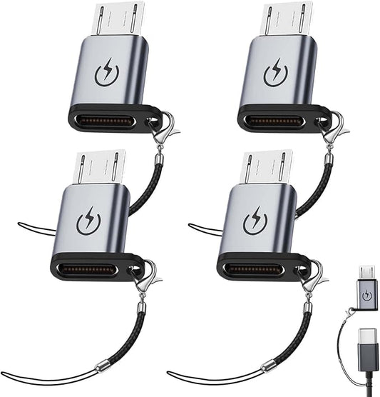 USB C to Micro USB Adapter (4 Packs), ，Micro USB to Type-C Adapter，Supports 18W Fast Charging, Does not Support OTG Connection, Such as Headphones, External Hard Drives, Keyboards