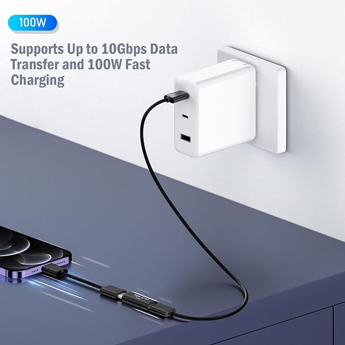 10 Pack USB C Female to Female Adapter.Usbc Extender.USBC Coupler Supports Up to 10Gbps Data Transfer and 100W Fast Charging.Compatible with Thunderbolt 4/3 Supports 8K@60Hz Video.