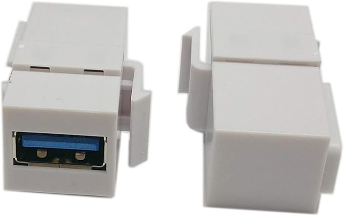 USB 3.0 Keystone Jack Inserts, zdyCGTime (2-Pack) 90 Degree Right Angled USB 3.0 Adapters Female to Female Connector for Wall Plate Outlet Pane (White USB 3.0 A)