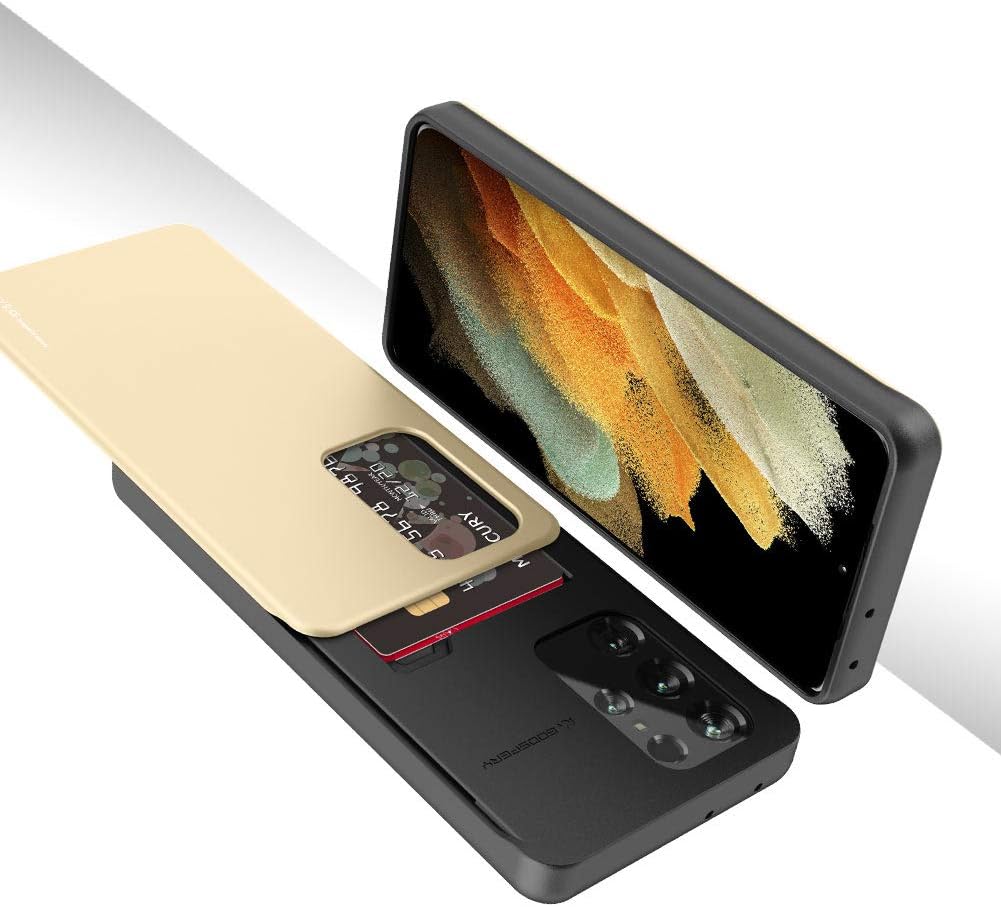 GOOSPERY Sky Slide Case for Galaxy S21 Ultra 6.8" (2021), Card Holder, Dual Layer Protective Bumper with Wallet Function