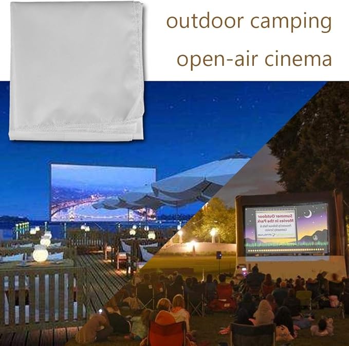 60-120 Inch Portable Projection Screen 16:9 White Synthetic Polyester Fabric Projector Curtain Foldable, Anti-Reflective(120inch)