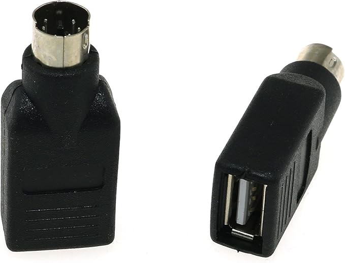DGZZI USB to PS2 Adapter 2PCS Black USB Female to PS/2 Male Converter Adapter for Mouse and Keyboard
