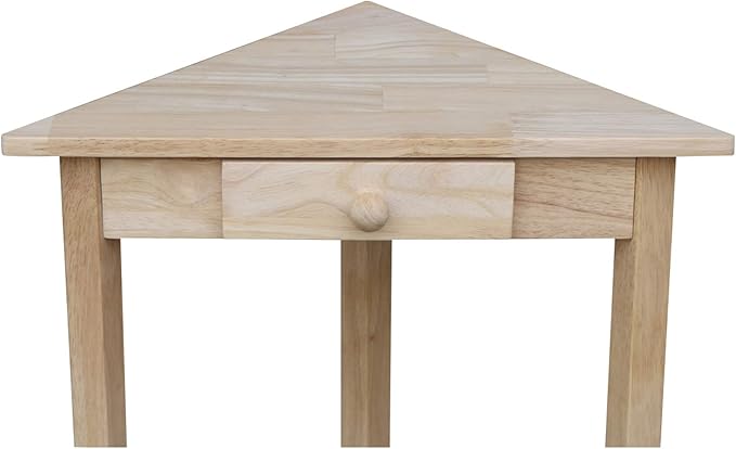 IC International Concepts Corner Accent Table Solid Real Wood, Sturdy Parawood, 19.7" W x 9.9" D x 24" H, DIY, Paint/Stain Ready, Unfinished