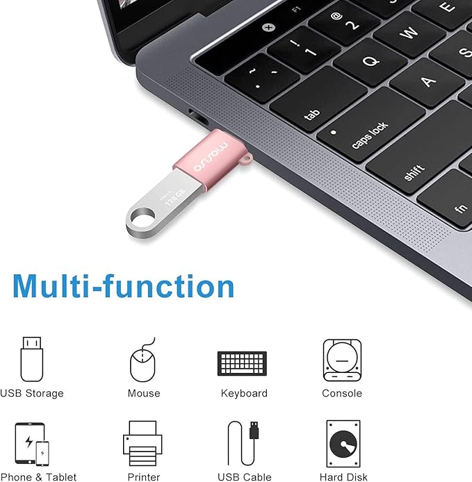 MOSISO USB C to USB Adapter 2 Pack,USB Type-C to USB Connector,Thunderbolt 3 to USB 3.0 Converter OTG Compatible with MacBook Pro 2024-2016/Air 2024-2018/Laptop/Tablet/More Type-C Devices, Rose Gold