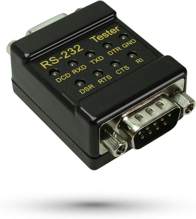 CABLEMAX RS-232 LED Link Signal Tester - DB-9 Male to DB-9 Female Connections for Serial Communication Monitoring