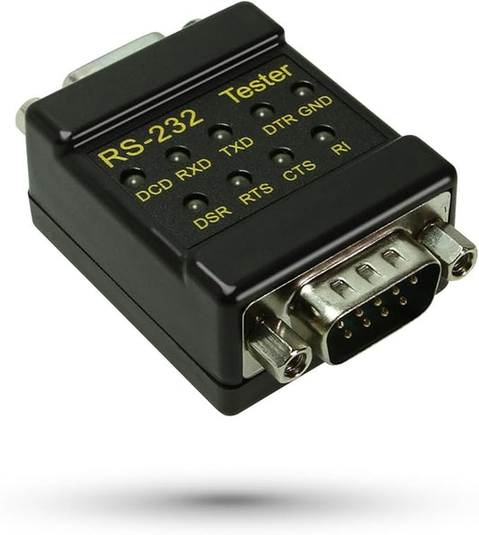 CABLEMAX RS-232 LED Link Signal Tester - DB-9 Male to DB-9 Female Connections for Serial Communication Monitoring