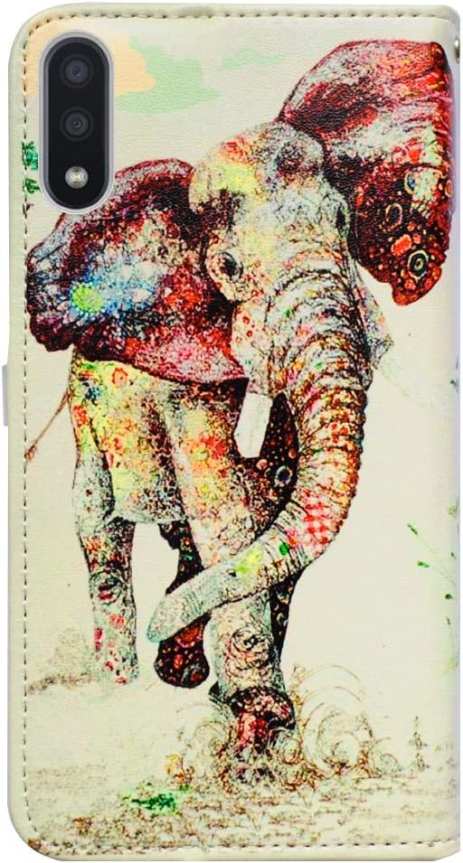 Elephant Pattern Leather Flip Case Wallet Cover for Samsung Galaxy A01 with Card Slot Holder Kickstand