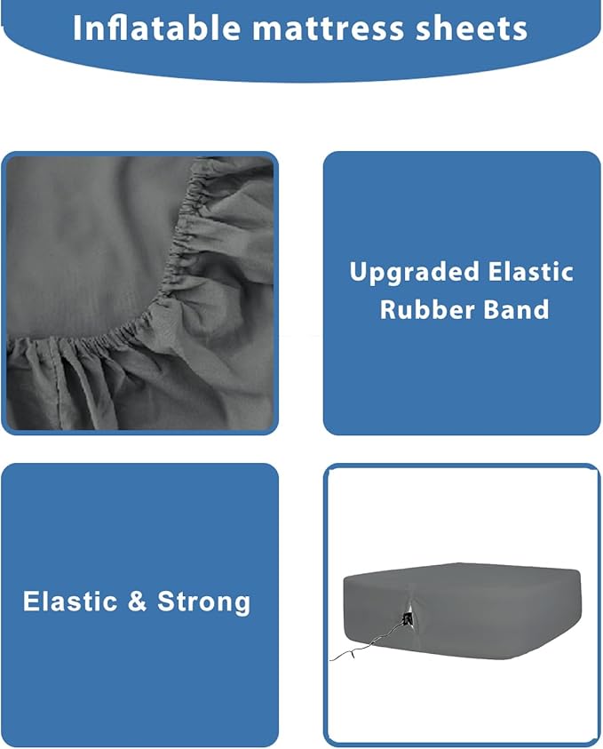 Bedecor Air Bed Sheets for Mattress Cover Removable Bed and Elastic Band Super Soft and Breathable & Deep up to 21" Dark Gray Full