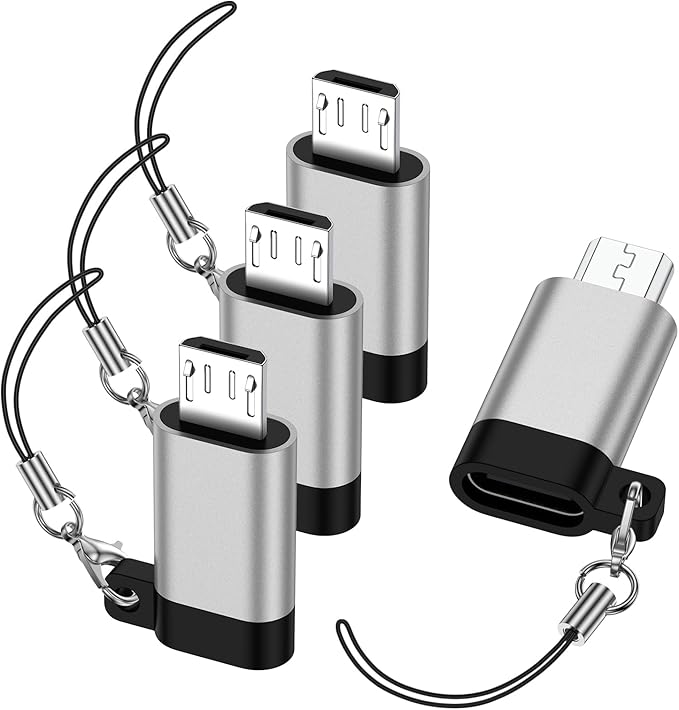 USB C to Micro USB Adapter, 4Pack Type C Female to Micro USB Male Adapter Mini-USB Connector Support Charge & Data Sync for Samsung Galaxy S7/S7+/S7 Edge/S6/S6 Edge/J3/J7/Note 6/5,LG G4,Nexus 4/5/6