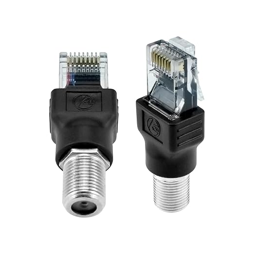 2PCS F-Type Female to RJ45 Male Coaxial Connector Ethernet Adapter | Coax Straight Connector Only for Cable Line Tester | Not Support Signal Conversion or Ethernet Transmission