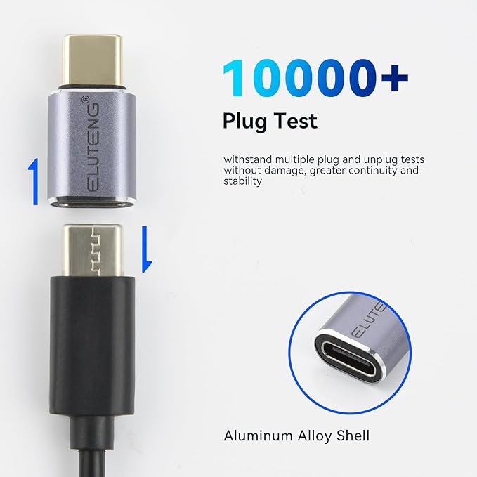 ELUTENG 3 Pack USB C to USB C Adapter USB 4.0 40Gbps Male to Female Adapter 100W Fast Charging Type C Connector, 8K 60Hz Video for MacBook Pro/Samsung Galaxy