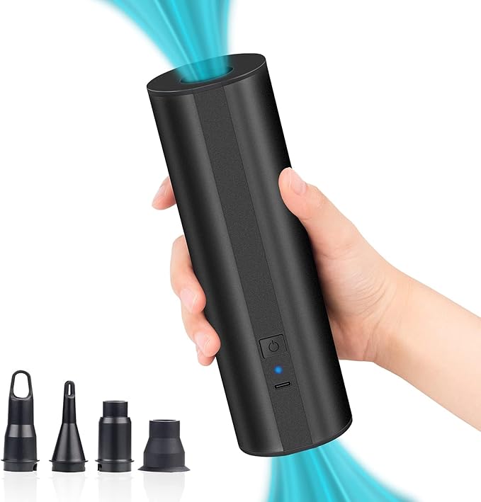 Electric Air Pump for Inflatables- 2×2000mAH Rechargeable Battery Powered Air Mattress Pump- Cordless Portable Air Pump, Quick-Fill Inflator Pump for Camping Air Mattress Bed, Pool Floats Toys, Boats