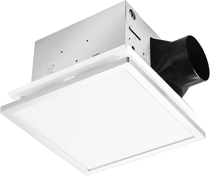 Tech Drive Modern Nickel Bathroom Exhaust Fan with Light, 110CFM, 1000lm Dimmable 5CCT LED Light Selectable, Quiet Ventilation Fan with night light,Energy Star Certified, Decorative Nickel Trim
