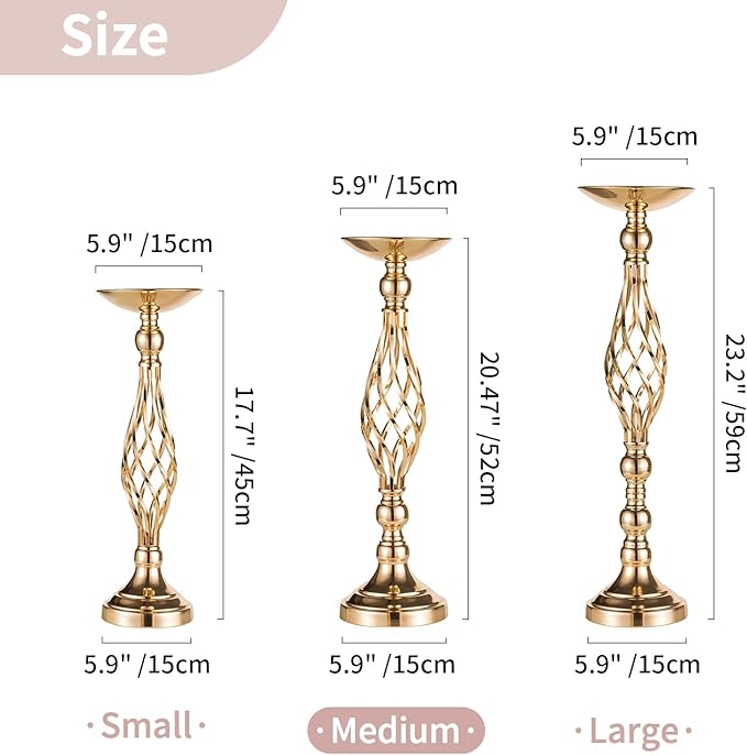 Versatile Metal Flower Arrangement, Candle Holder Stand Set for Wedding Party Dinner Centerpiece Event Restaurant Hotel Decoration (Gold, 10 x M)