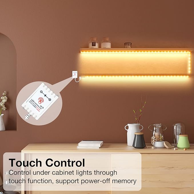 DAYBETTER Under Cabinet Lighting kit, 10 PCS LED Strip Lights with Remote, Dimmable Under Cabinet Lights for Kitchen Cabinet, Counter, TV Back,Showcase 2700K-6500K Warm to Daylight White,Timing,16.4ft