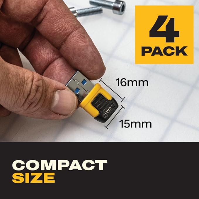 DEWALT Heavy Duty USB-C Female to USB-A Male Adapter 4 Pack w/Case – Fast Charging 3.0 Converter 5Gbps Data Transfer, Compact Durable USB to USB-C Adapter for Laptops iPhone Samsung Android Devices