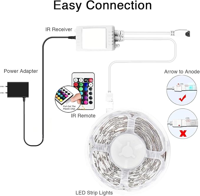 DAYBETTER Smart Led Lights 32.8 ft, 2835 RGB Led Strip Lights Kits with 24 Keys Remote, App Control Timer Schedule Led Music Strip Lights