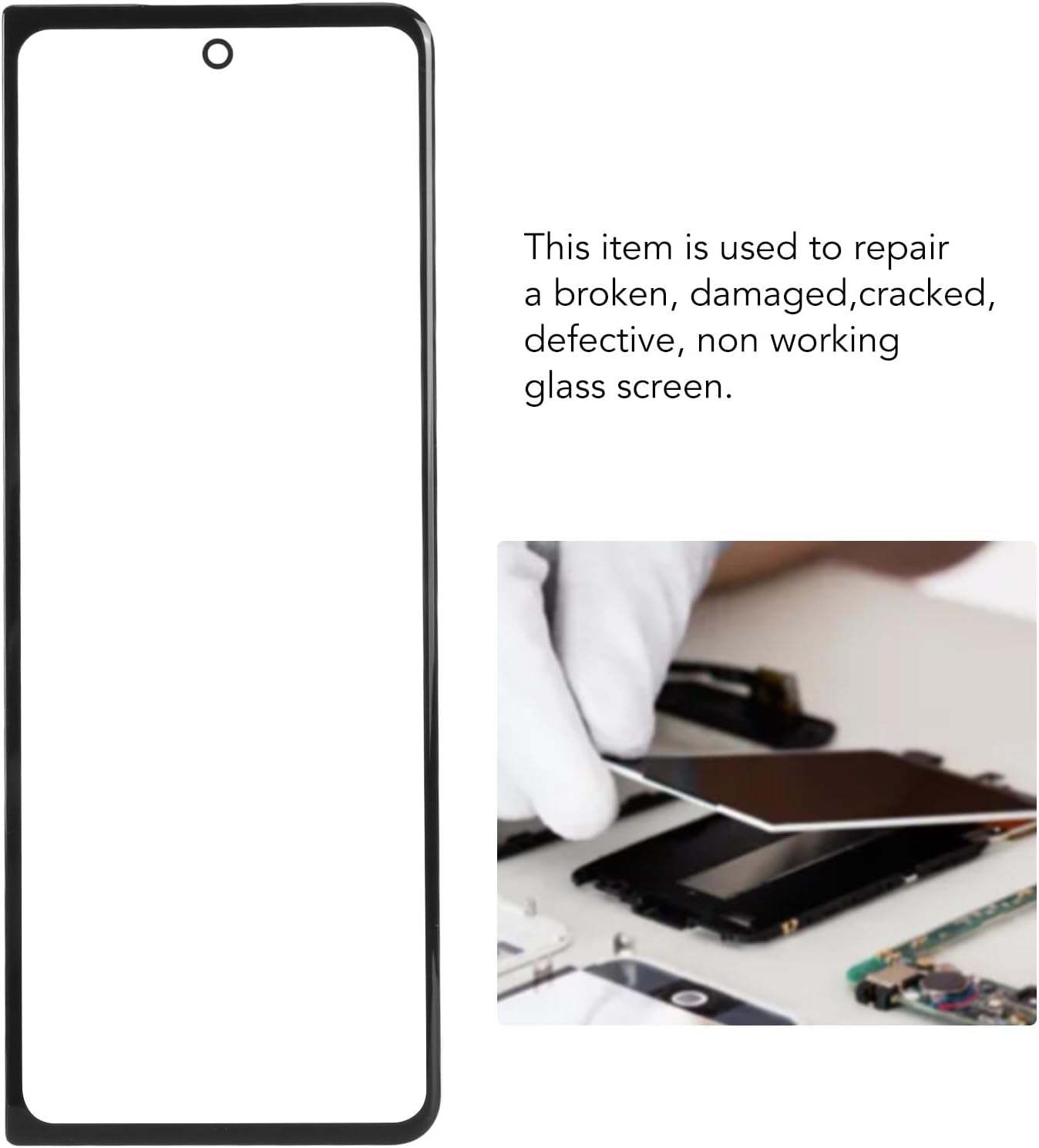Front Glass Repair Kit for Galaxy Z Fold 3 5G F926, Replacement Front Outer Lens Glass Screen with Tool Glue, Phone