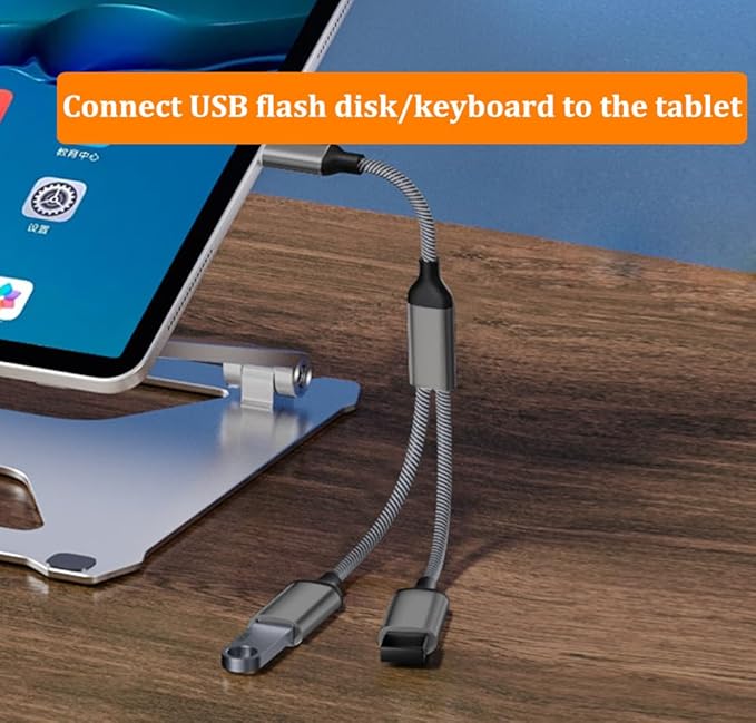 USB Male to Dual USB-C Female Splitter Cable, USB Splitter Y Cable, Dual Double Port Extender Hub, Type-C Adapter, Data & Charger Power, for Smartphone, Laptop, Tablet, PC, Car, Xbox