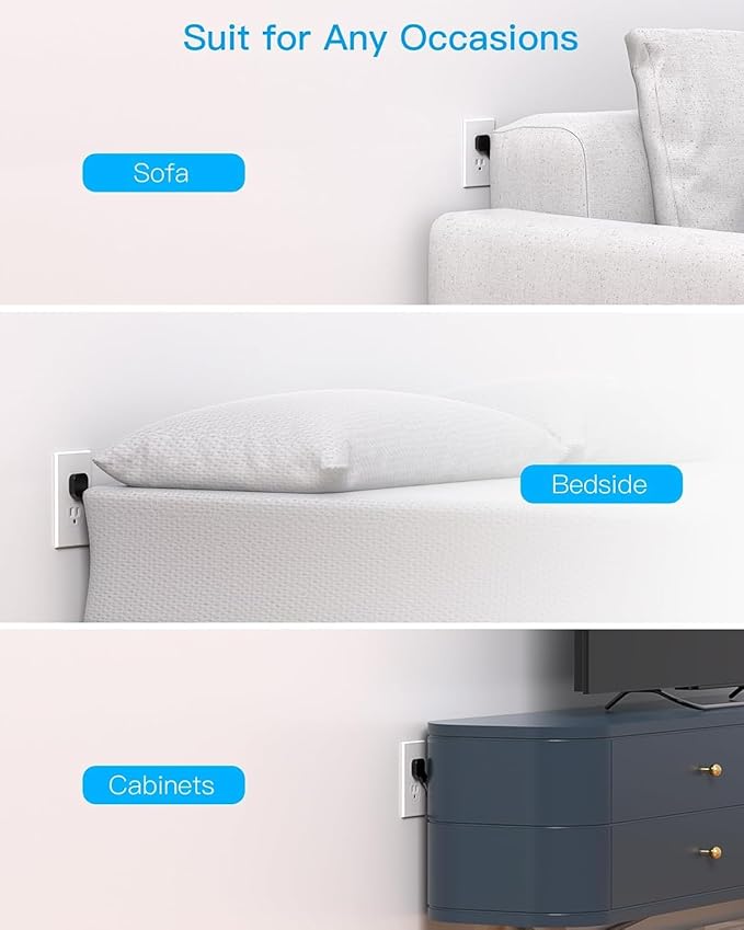 Black Flat Plug Power Strip, HANYCONY 15Ft Ultra Thin Flat Extension Cord, 3 Outlets 3 USB Ports(2 USB C) Multi Plug Outlet Extender with No Surge Protector for Cruise, Dorm Room Essentials