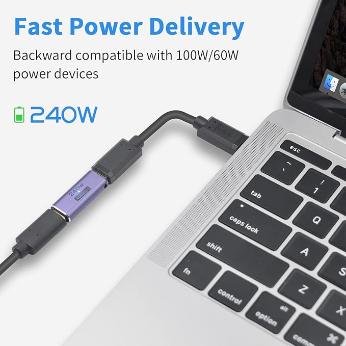 Poyiccot USB C Female to Female Adapter, USB C Coupler 240W Power Delivery, 40Gbps Type C Extender Adapter with 8K@60Hz Video Compatible for iPad, MacBook,Thunderbolt 4/3, (2Pack)