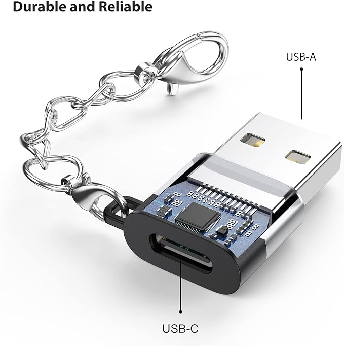 USB C Female to USB Male Adapter 10 Pack with Keychain, 18W Charging & 480Mbps Data Transfer Sync Converter, USBC Type C Connector for Laptop Car Charger Headphone Computer Hub and More