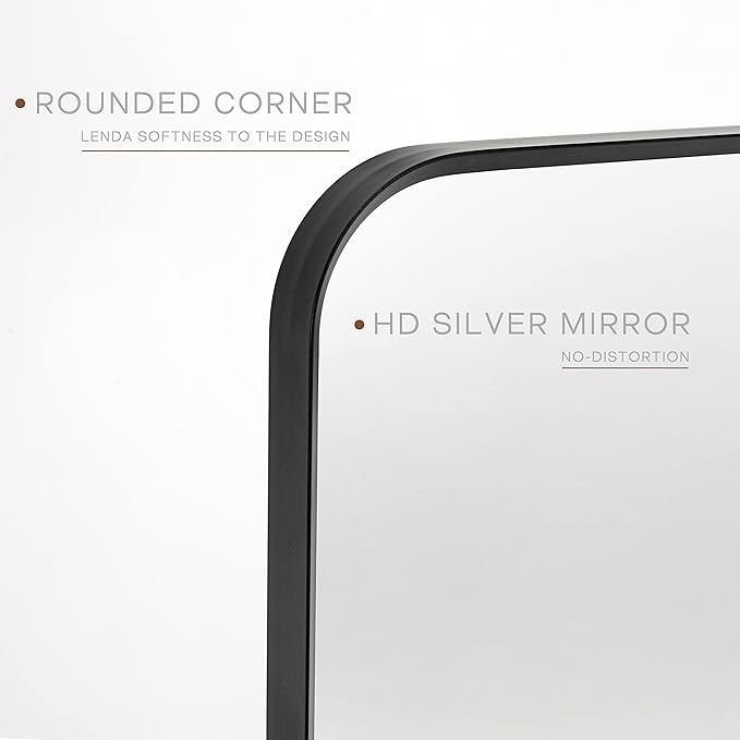 24" x 32" Pivot Rectangle Bathroom Mirror Tilting Beveled Black Metal Framed Vanity Mirrors for Wall, Tempered Glass