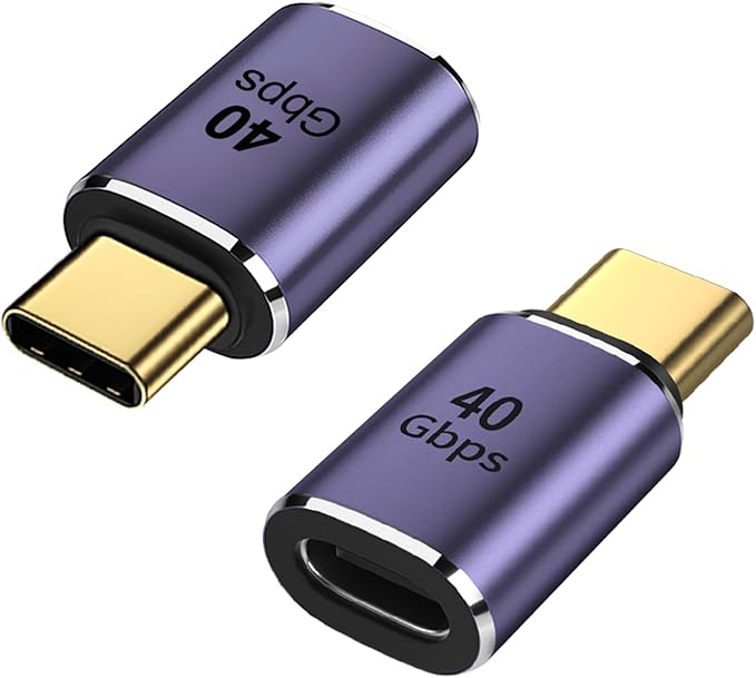 AreMe 2 Pack USB C Male to Female Adapter, USB Type C Adapter Extender Support 100W, 40Gbps, 8K@60Hz for Thunderbolt 4/3, MacBook Pro/Air, Laptop, Tablet, Phones and More Type C Devices (Purple)