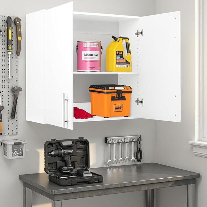 Prepac Elite 32" Wall Cabinet, White Storage Cabinet, Bathroom Cabinet, Pantry Cabinet with 1 Adjustable Shelf 12" D x 32" W x 30" H, WEW-3230