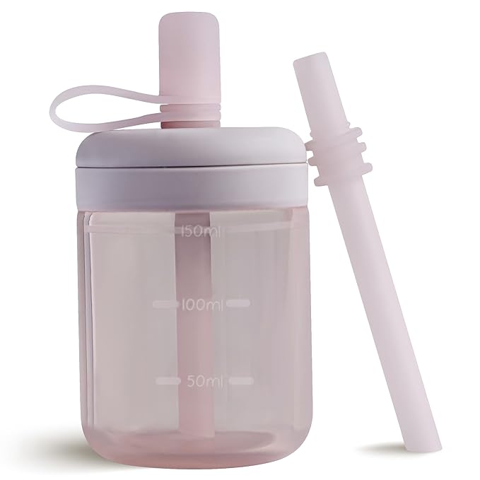 Moonkie Baby Straw cup | Silicone Toddler Sippy Cup Training Cup with Straw Lid | BPA-Free Drop-Proof Baby Cup | Baby Led Weaning | 6 Months+, 5 oz, 1pack