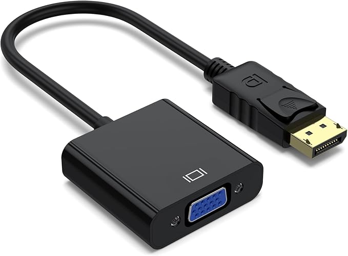 Wanme Displayport (DP) to VGA Adapter, Gold Plated DP Male to VGA Female Converter Compatible with Computer, Desktop, Laptop, PC, Monitor, Projector, HDTV (Black)