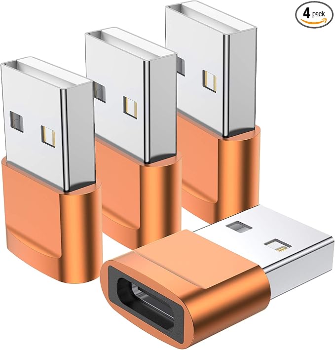 USB C Female to USB Male Adapter (4-Pack),Type C to USB A Charger Cable Adapter for iPhone 11 12 13 14 15 Plus Pro Max,Samsung Galaxy Note 20 S24 S23 Ultra,iPad Air 4 5 Mini 6 AirPods,Google Pixel XL