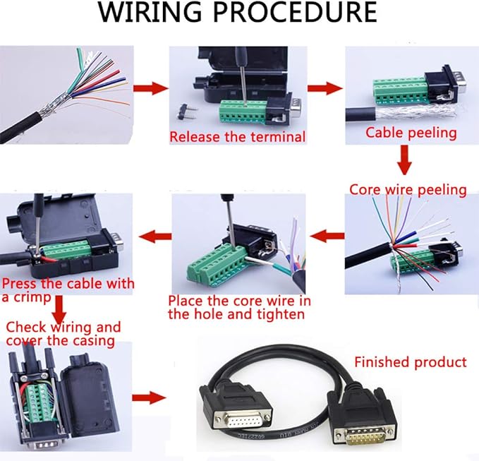 DB15 Solderless Serial to 15-pin Port Terminal Female Adapter Connector Breakout Board with Case Long Bolts Nuts (2PCS Female)