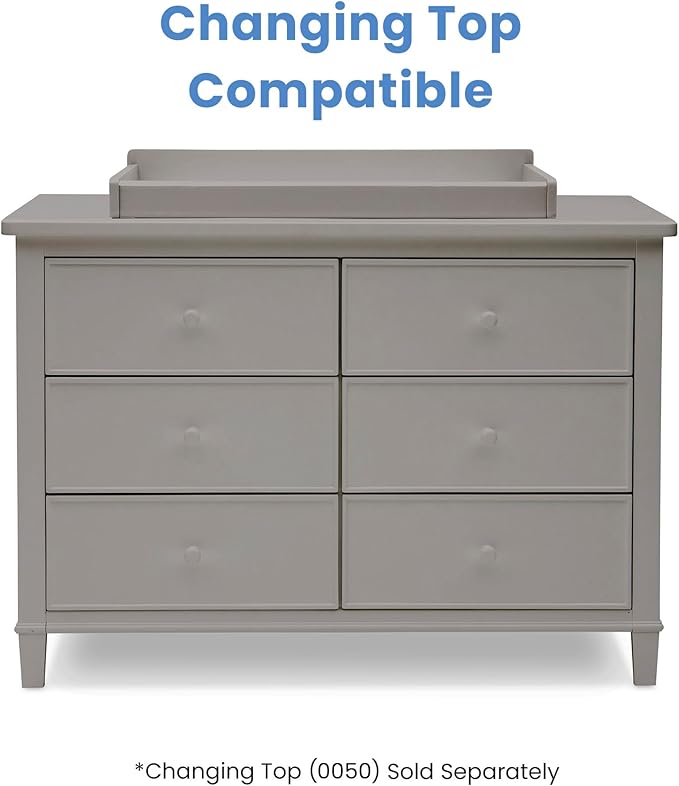Delta Children Haven 6 Drawer Dresser with Interlocking Drawers - Greenguard Gold Certified, Grey