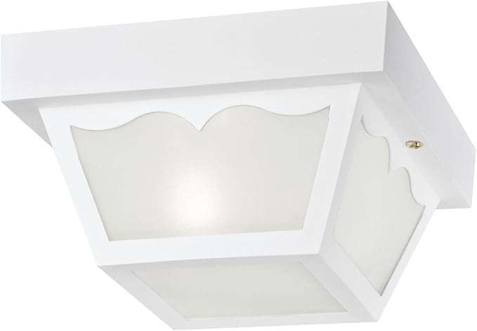 Westinghouse 6697500 Traditional One-Light Outdoor Flush-Mount Fixture, White Finish on Polypropylene, Frosted Glass Panels