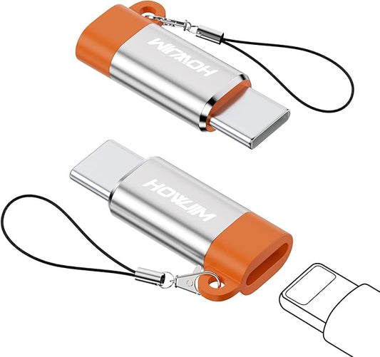 Light-ning to USB C Adapter 2 Pack,PD27W/66W Fast Charging Data Transfer,Light-ning Female to USB C Male,Smart Chip Aluminum Casing for Phone 17/16/15 Series Pad G-alaxy,Not for Headphones/OTG Silver