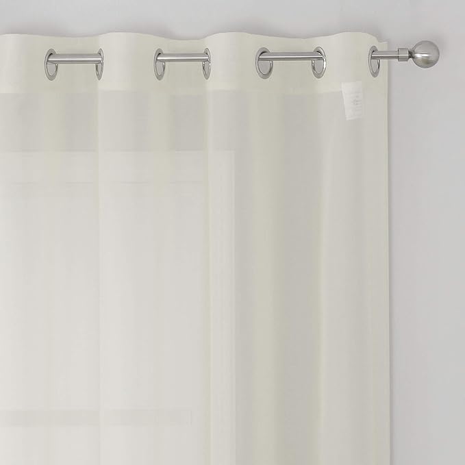 KEQIAOSUOCAI Ivory Sheer Curtains - Grommet Light Filtering Window Treatment Voile Curtain Panels for Living Room (54 Wide 72 Long Per Panel,2 Panels)