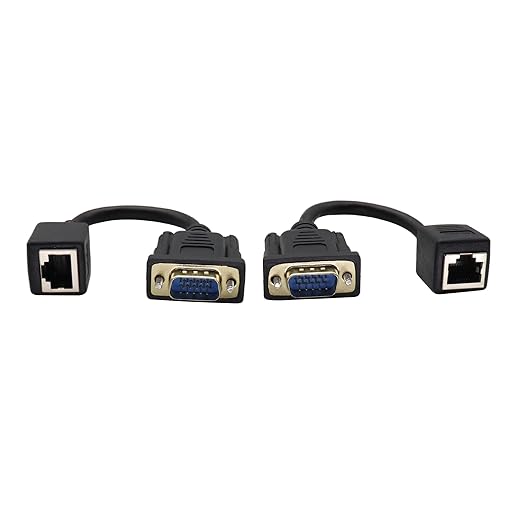 VGA Extender Network Adapter VGA to RJ45 Cable,VGA 15-Pin Port Male to RJ45 Female Cat5/6 Ethernet LAN Console for Multimedia Video and Extend Distance of VGA Devices (15Cm/6Inch,2PACK)