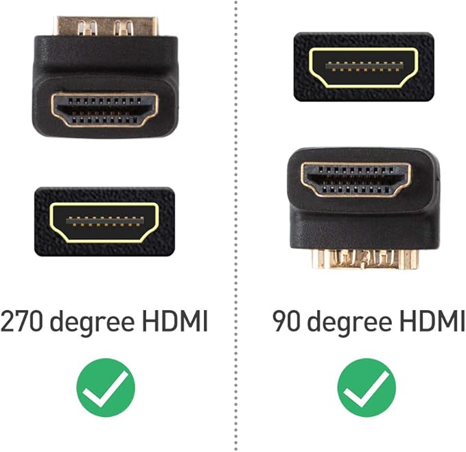 Cable Matters Combo Pack 270 Degree and 90 Degree HDMI Adapter (Right Angle HDMI) with 4K and HDR Support