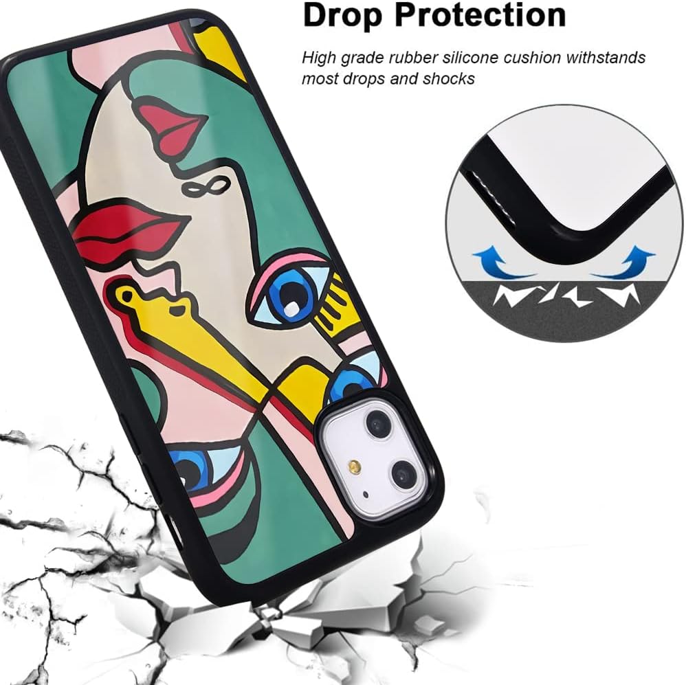 Idocolors iPhone 13 Abstract Phone Case - Colorful Art Design, Shockproof Soft Silicone, Scratch Resistant, Cute Girly