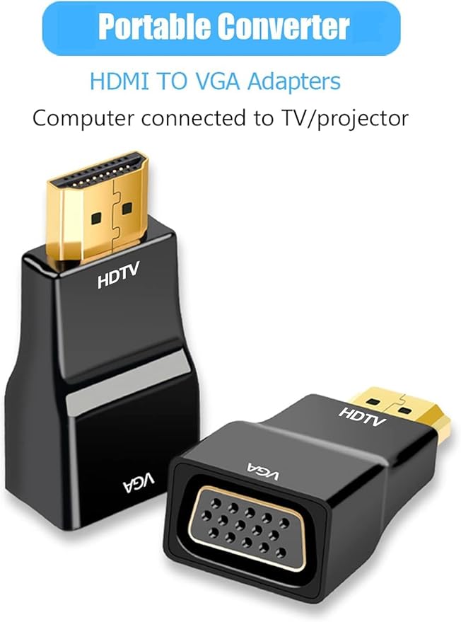 HDMI to VGA 10-Pack, HDMI to SVGA Adapter Converter 1080P Male to Female Cord for Computer, Desktop, Laptop, PC, Monitor, Projector, HDTV and More