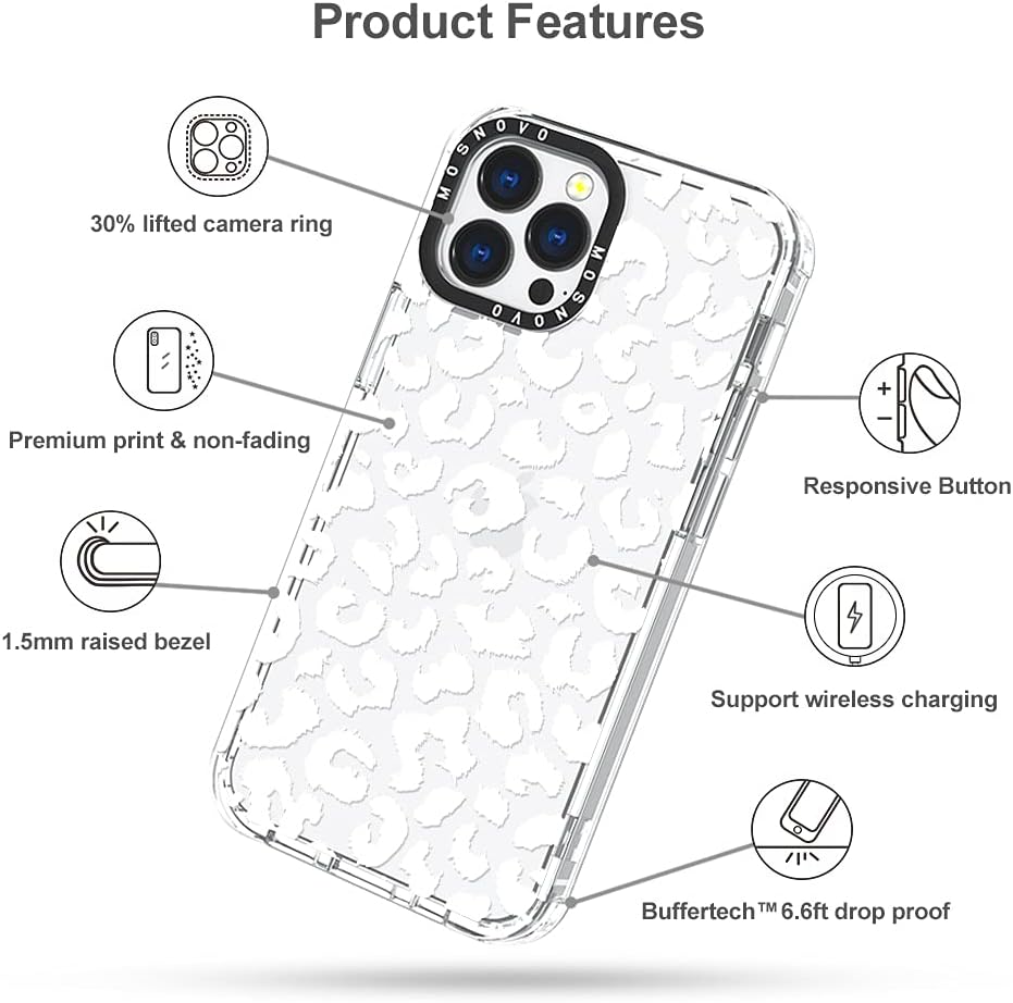 MOSNOVO Clear TPU Bumper Case for iPhone 13 Pro Max - Military-Grade Drop Protection with Anti Peel Off Tech - White