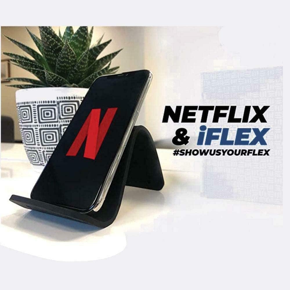iFLEX Mini Flexible Phone Holder for Travel, Work and Home - Non-Slip Grip, Strong and Durable - Black