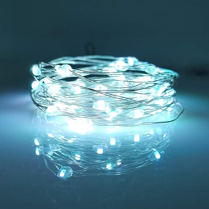 [10-Pack] LED String Lights, 6.6FT LED Moon Lights 20 Led Micro Lights On Silver Copper Wire (Batteries Include) for DIY Wedding Centerpiece, Table Decoration, Party (Cool White)