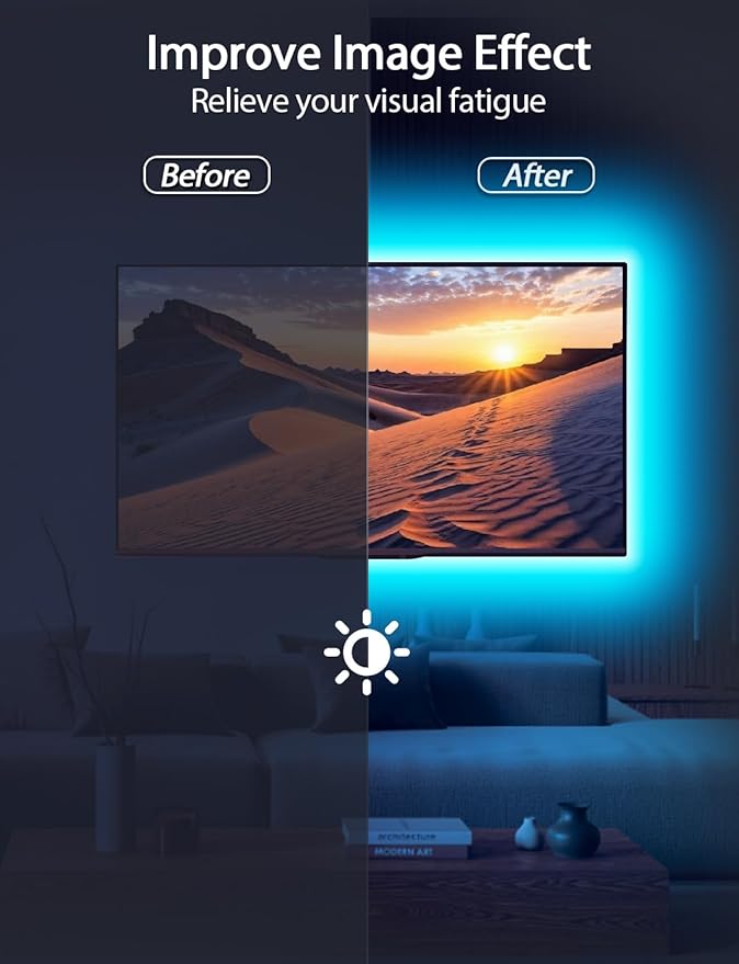 MATICOD LED Lights for TV Led Backlight, 16.4ft RGB Led Strip Lights for TV Lights Behind, USB Led Light Strip for 55-70in TV, Bluetooth APP Control Music Sync Ambient Lighting for Gaming Room