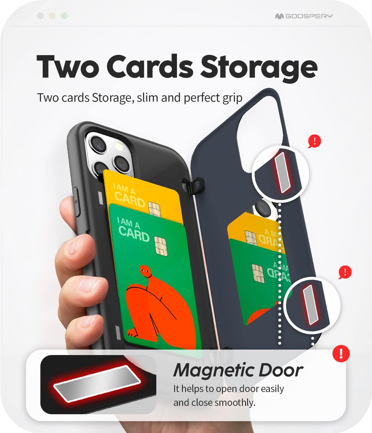 GOOSPERY Card Holder Wallet Case for iPhone 12 Pro Max, 6.7" (2020), Magnetic Closure, Hidden Mirror, Navy Blue