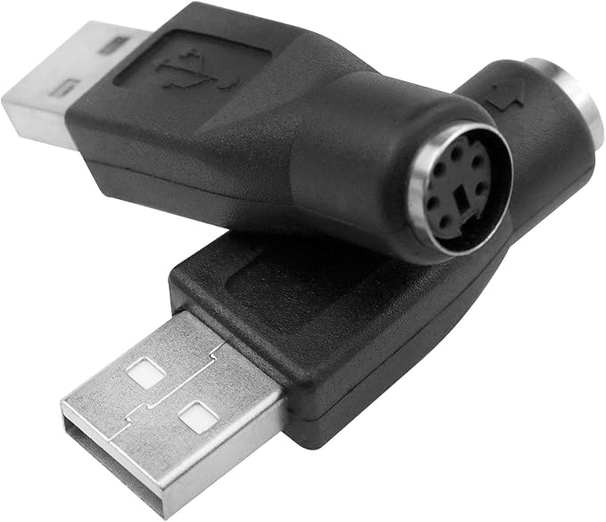4 Pack USB to PS2 Adapter, PS/2 Female to USB Male Converter, Black, PS2 to USB Adapter for Mouse and Keyboard