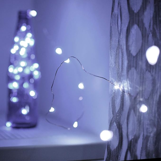 Led Fairy Lights Battery Operated, 4 Packs Mini Battery Powered Copper Wire Starry Fairy Lights for Bedroom, Christmas, Parties, Wedding, Centerpiece, Decoration (5m/16ft Cool White)