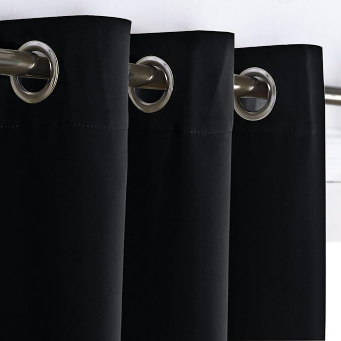 NICETOWN Closet Door Curtain, Room Dividers Panel Screens Partitions, Wide Width Grommet Top Modern Privacy Heavy Room Divider, Commercial Room Dividers (1 PCs, 8ft Tall x 15ft Wide, Black)