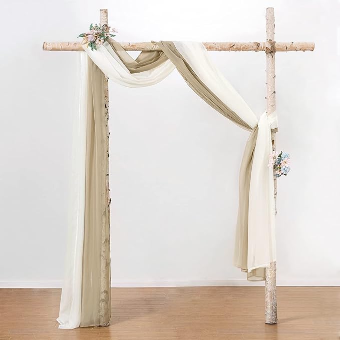 MIULEE Sheer Window Scarf - Extra Long 216 Inch Elegant Valance, Soft Voile Canopy Bed Curtain for Wedding Ceremony & Home Decor, 54x216 Ivory